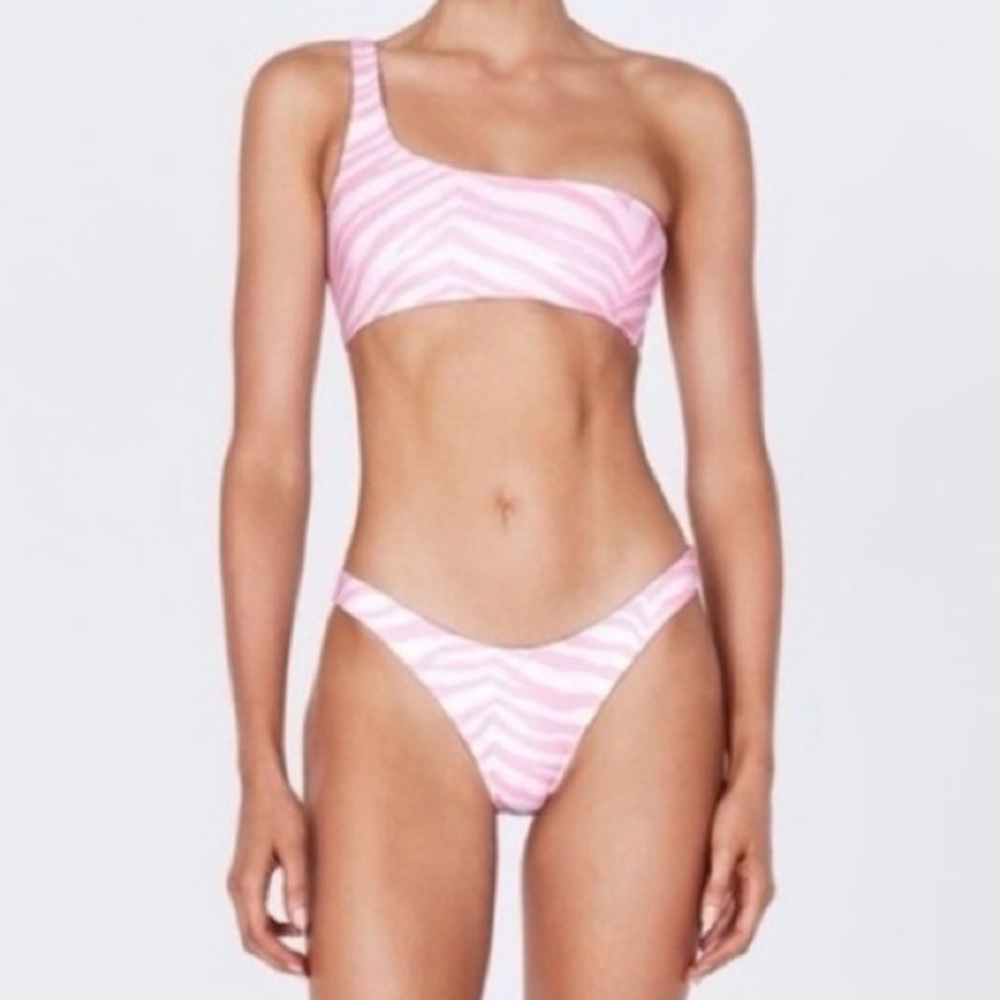 Triangl Zebra Stripe One Shoulder Bikini